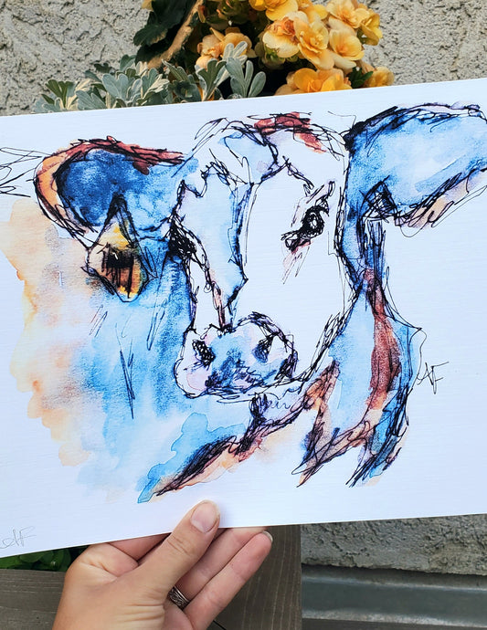 Cow With a Tag Earring, Print